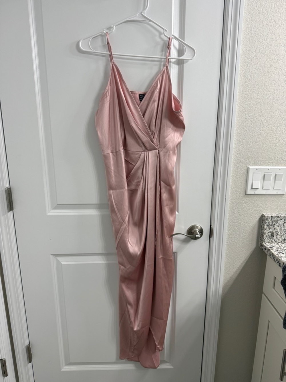 SHEIN Dusty Pink Satin Wrap Slip Dress